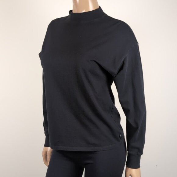 TNA Aritzia Mock Neck Top Long Relaxed Boyfriend Sleeve Cotton Jersey Pullover - Picture 4 of 10
